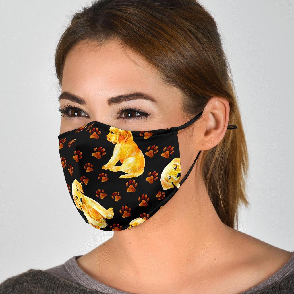 Golden Retriever Paw Pattern Print Face Mask-grizzshop