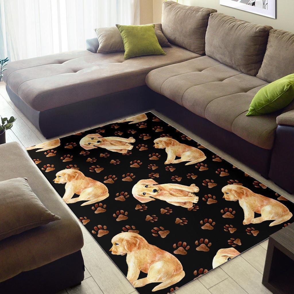 Golden Retriever Paw Pattern Print Floor Mat-grizzshop