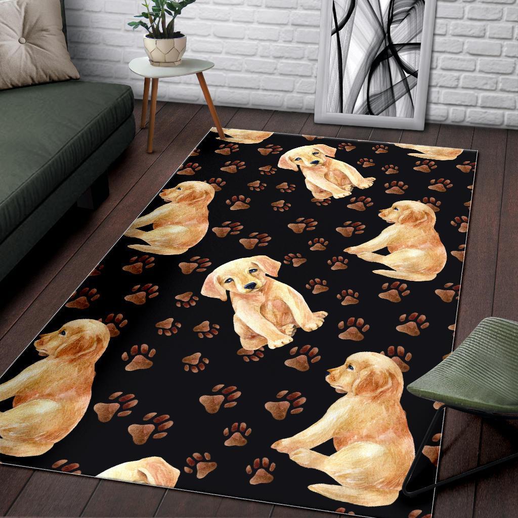 Golden Retriever Paw Pattern Print Floor Mat-grizzshop