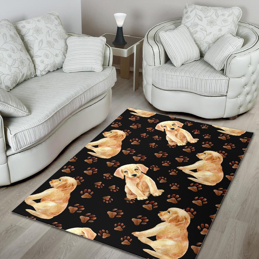 Golden Retriever Paw Pattern Print Floor Mat-grizzshop