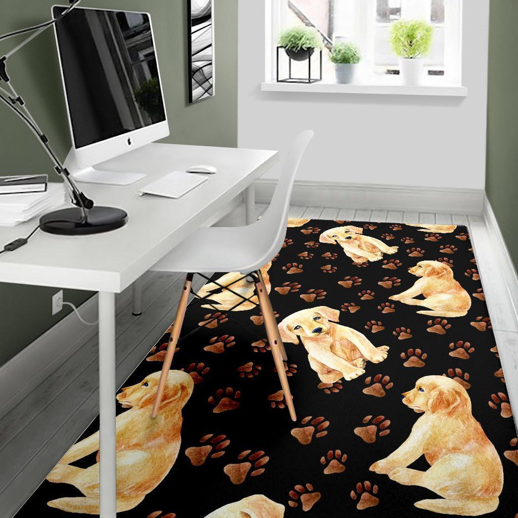 Golden Retriever Paw Pattern Print Floor Mat-grizzshop