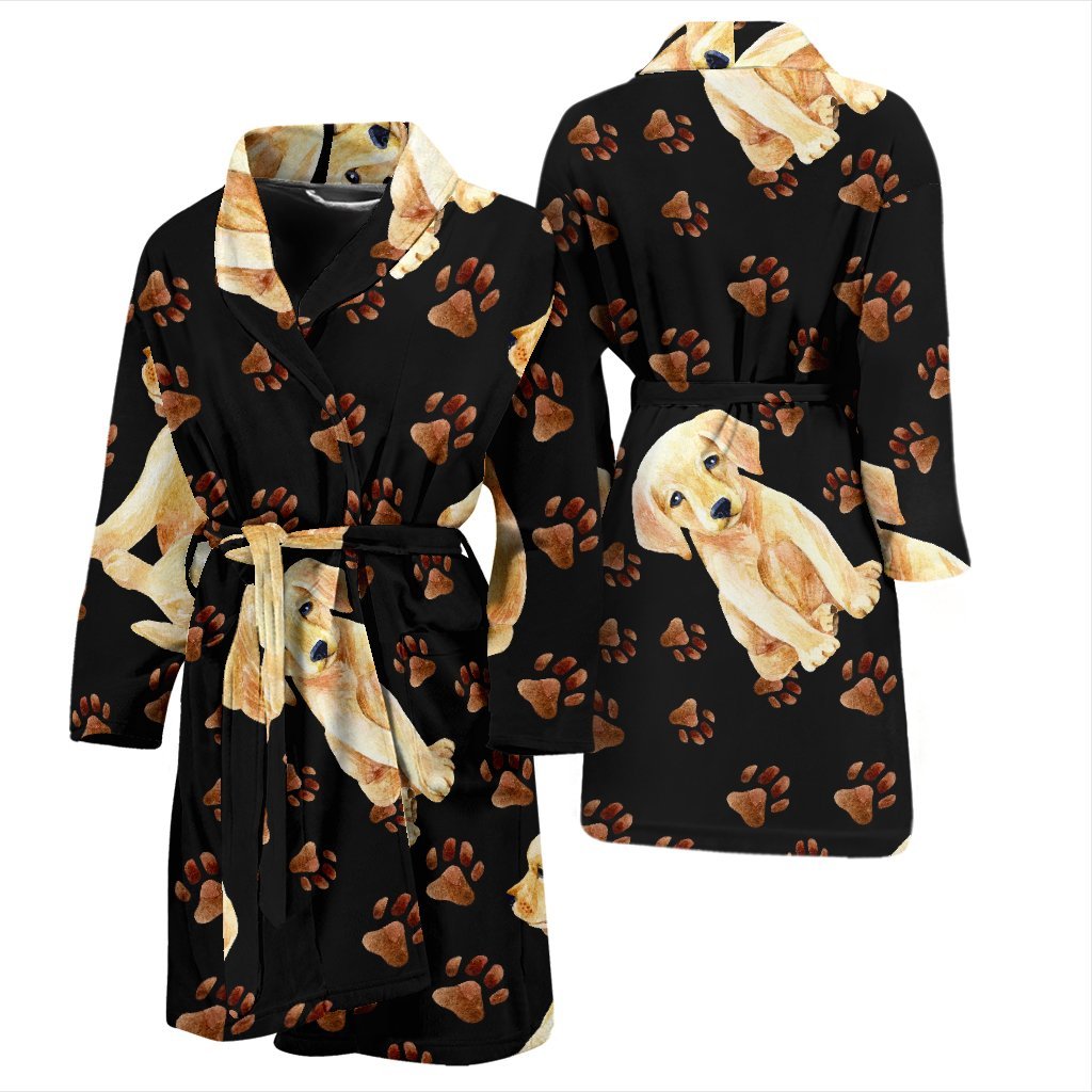 Golden Retriever Paw Pattern Print Men Long Robe-grizzshop