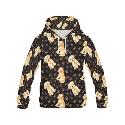 Golden Retriever Paw Pattern Print Men Pullover Hoodie-grizzshop