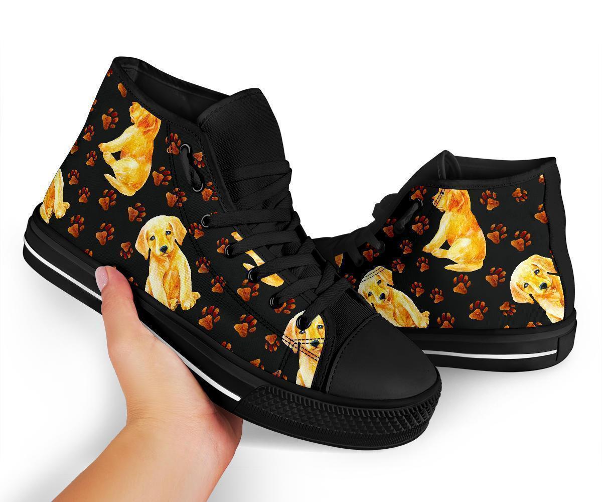 Golden Retriever Paw Pattern Print Men Women's High Top Shoes-grizzshop