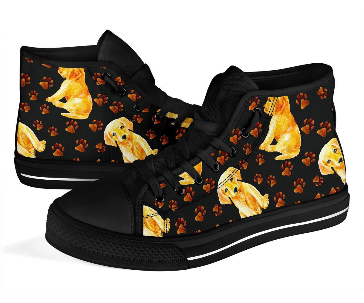 Golden Retriever Paw Pattern Print Men Women's High Top Shoes-grizzshop