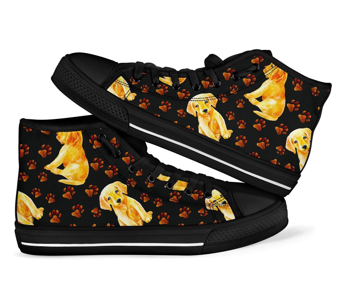 Golden Retriever Paw Pattern Print Men Women's High Top Shoes-grizzshop