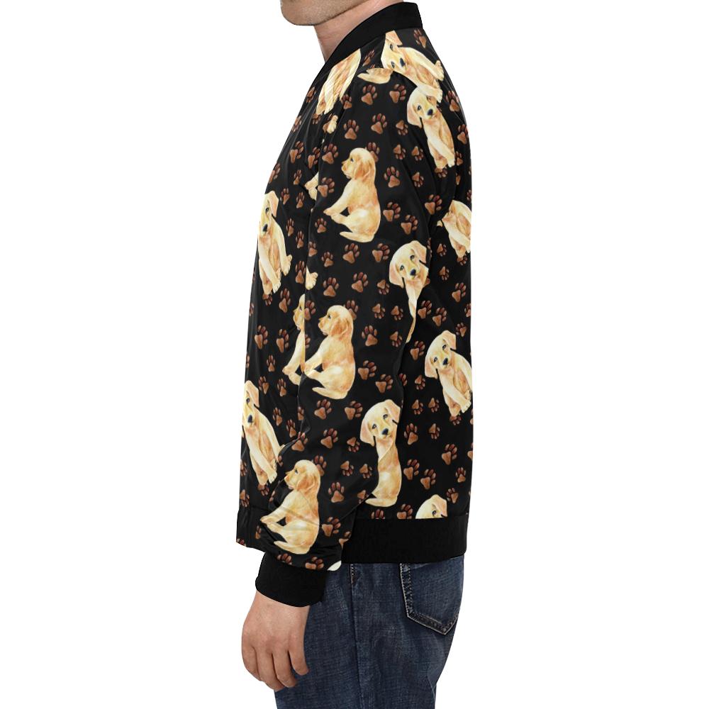 Golden Retriever Paw Pattern Print Men's Bomber Jacket-grizzshop