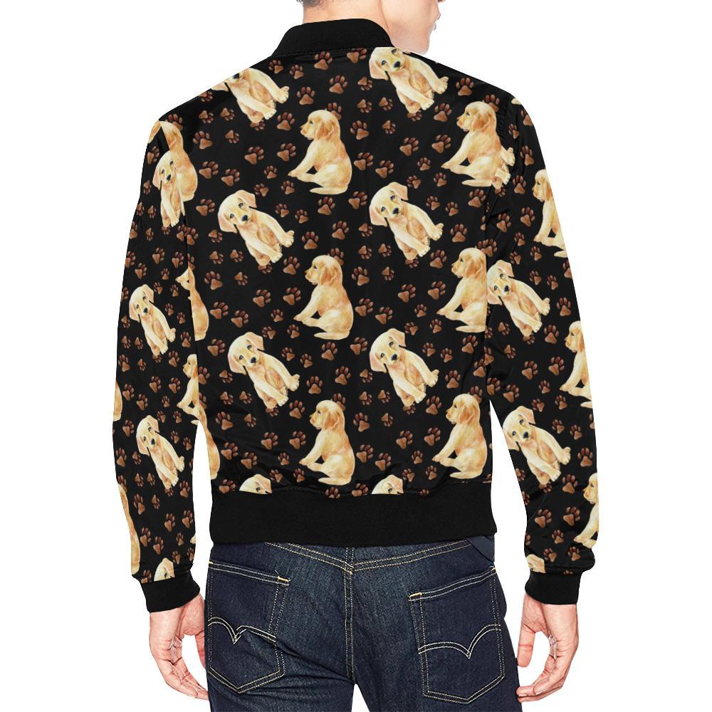 Golden Retriever Paw Pattern Print Men's Bomber Jacket-grizzshop