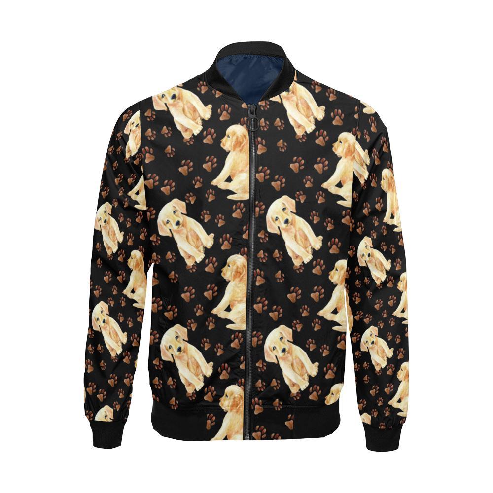 Golden Retriever Paw Pattern Print Men's Bomber Jacket-grizzshop