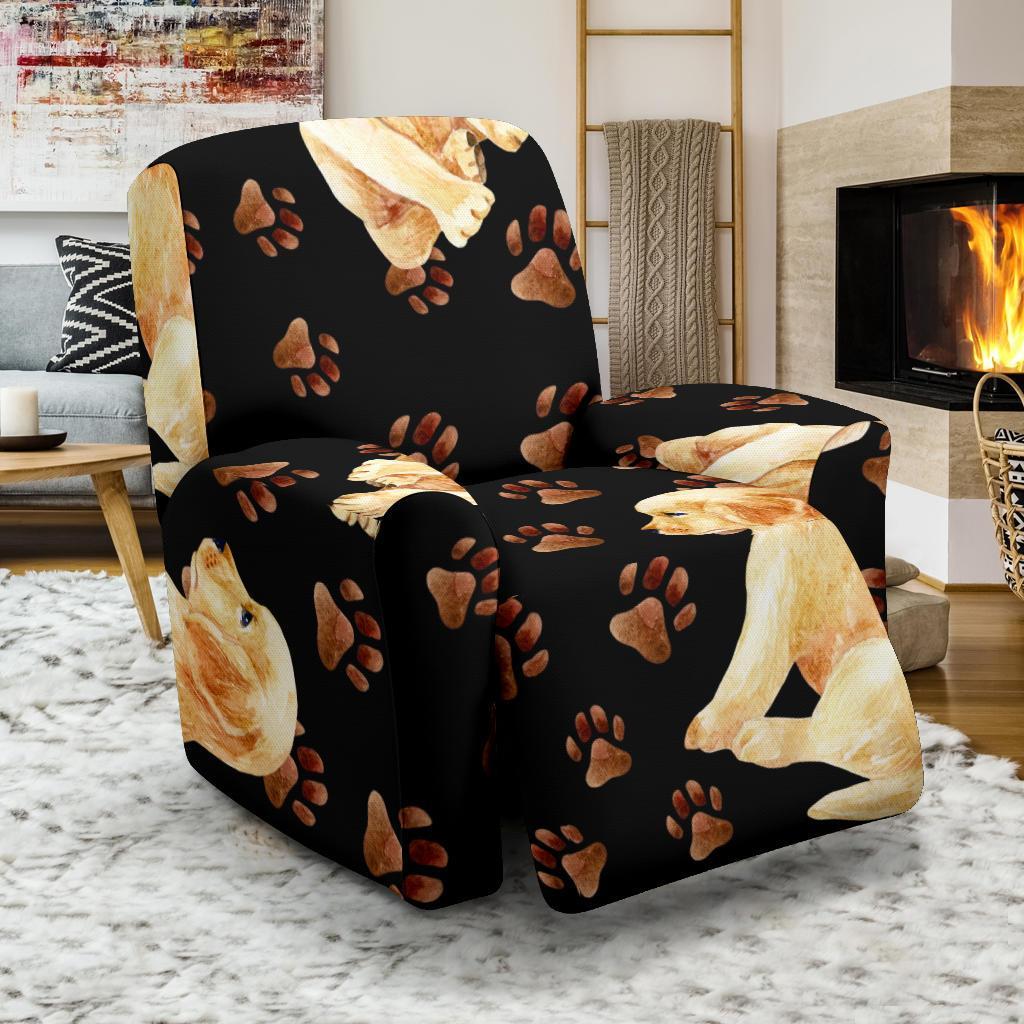 Golden Retriever Paw Pattern Print Recliner Cover-grizzshop