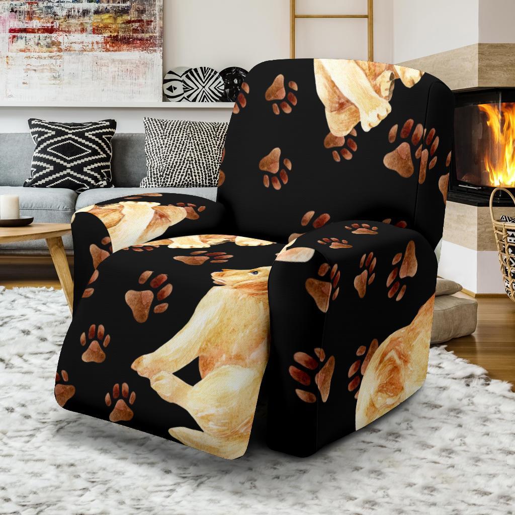 Golden Retriever Paw Pattern Print Recliner Cover-grizzshop