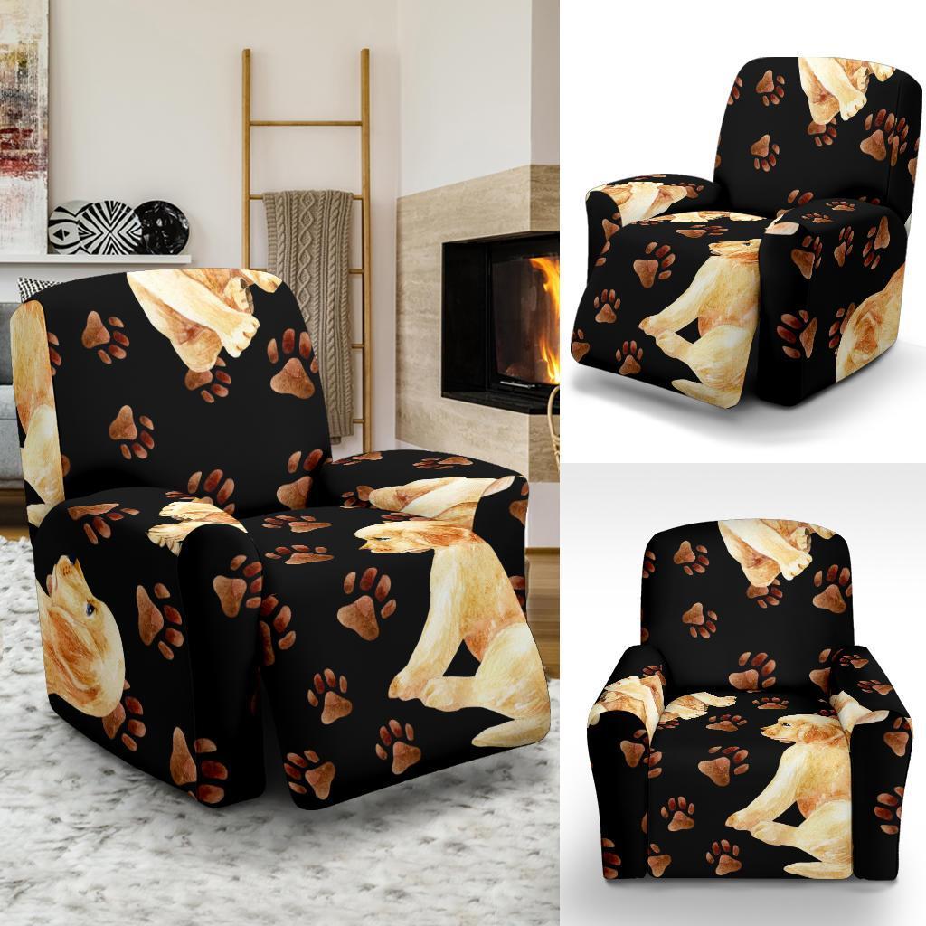 Golden Retriever Paw Pattern Print Recliner Cover-grizzshop