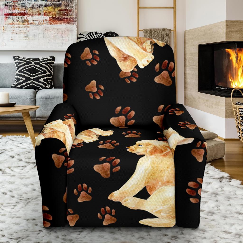 Golden Retriever Paw Pattern Print Recliner Cover-grizzshop