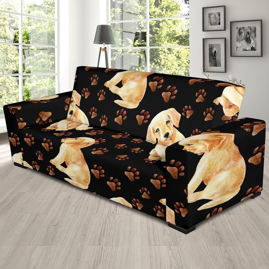 Golden Retriever Paw Pattern Print Sofa Covers-grizzshop