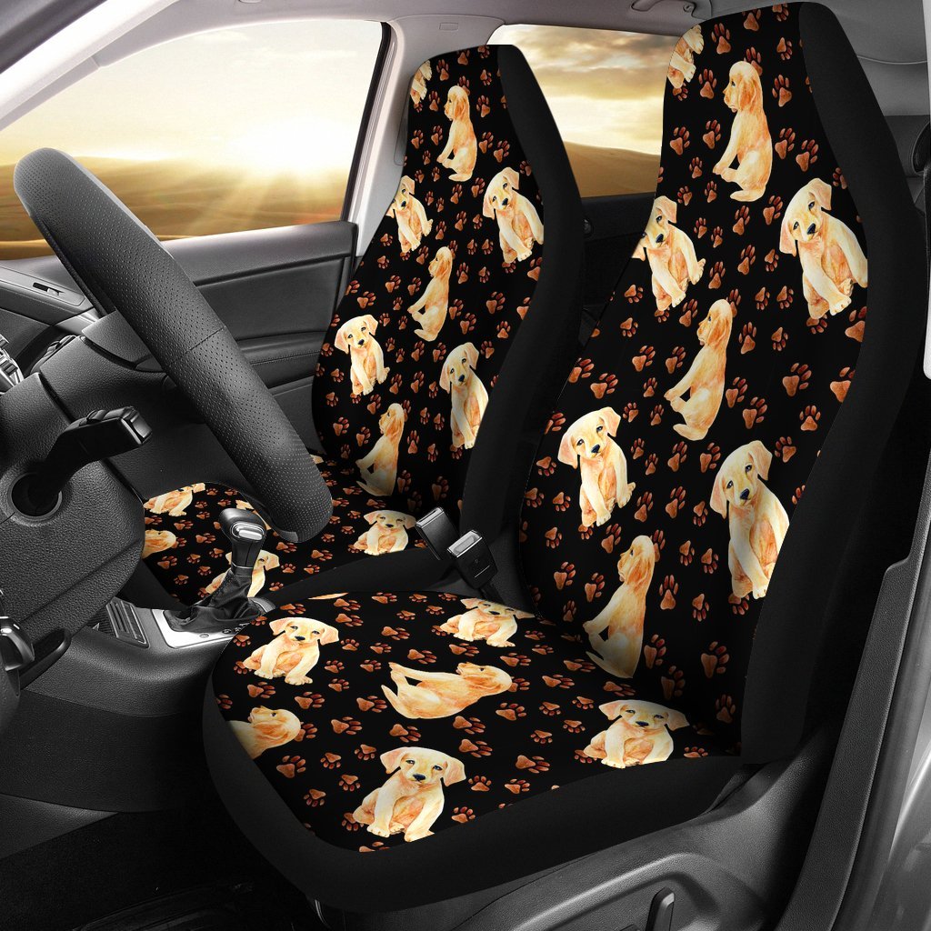 Golden Retriever Paw Pattern Print Universal Fit Car Seat Cover-grizzshop