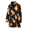 Golden Retriever Paw Pattern Print Women Long Robe-grizzshop