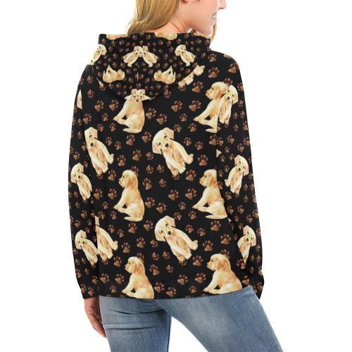 Golden Retriever Paw Pattern Print Women Pullover Hoodie-grizzshop