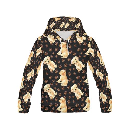 Golden Retriever Paw Pattern Print Women Pullover Hoodie-grizzshop