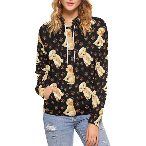 Golden Retriever Paw Pattern Print Women Pullover Hoodie-grizzshop