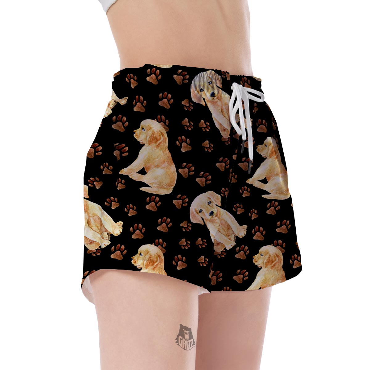 Golden Retriever Paw Pattern Print Women's Shorts-grizzshop