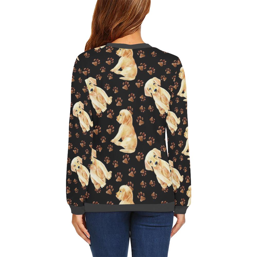 Golden Retriever Paw Pattern Print Women's Sweatshirt-grizzshop