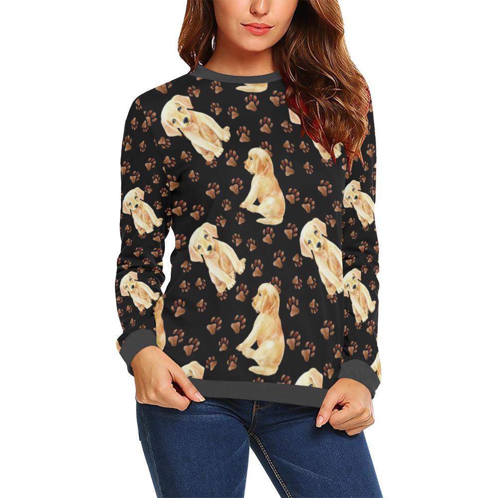 Golden Retriever Paw Pattern Print Women's Sweatshirt-grizzshop