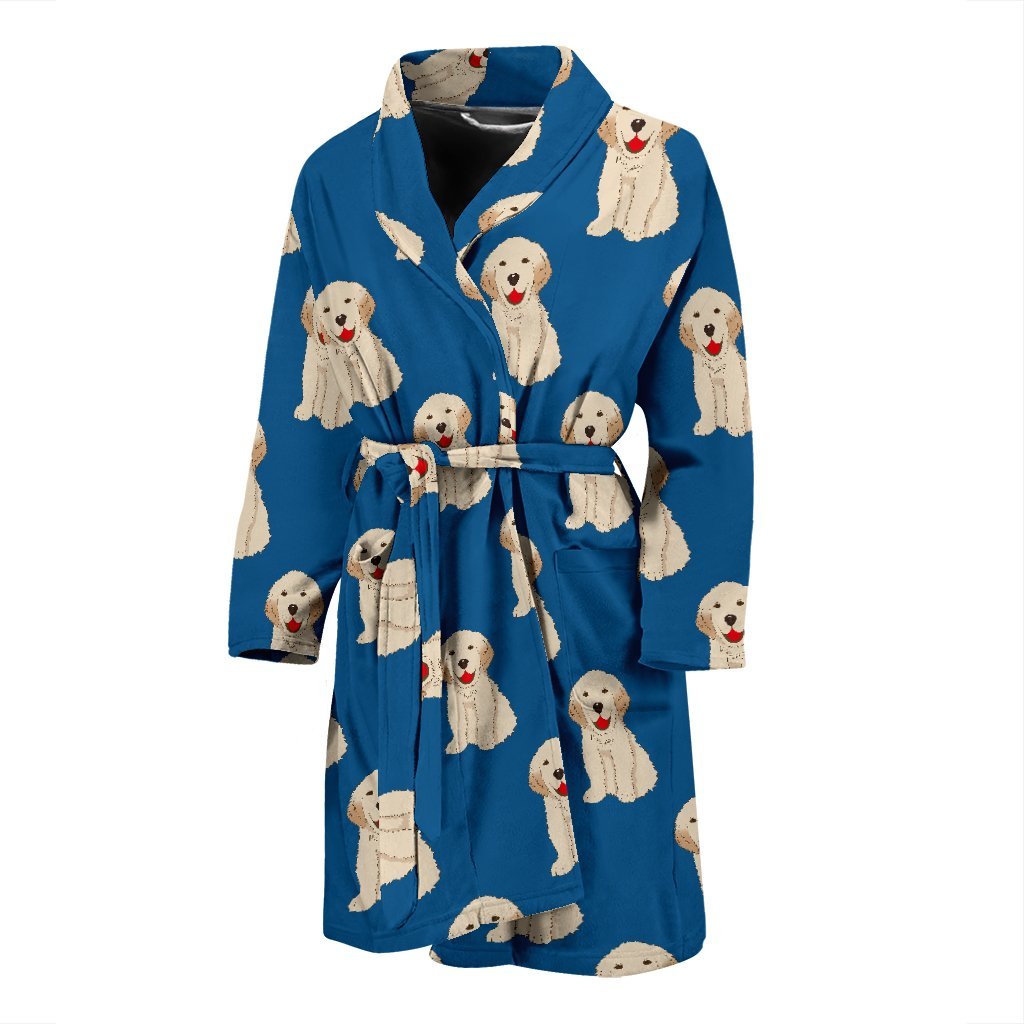 Golden Retriever Print Pattern Men Long Robe-grizzshop