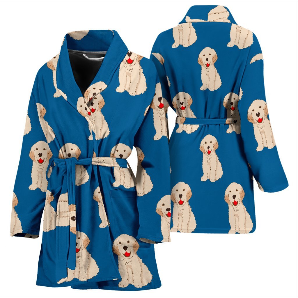 Golden Retriever Print Pattern Women Long Robe-grizzshop