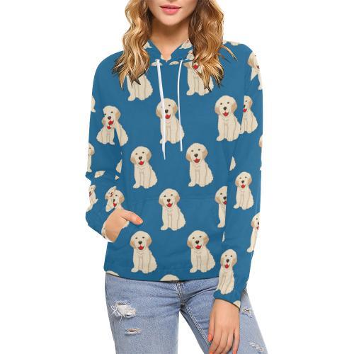 Golden Retriever Print Pattern Women Pullover Hoodie-grizzshop