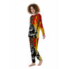 Golden Sun Samurai And Red Sky Print Women's Pajamas-grizzshop