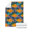 Goldfish Flower Pattern Print Blanket-grizzshop