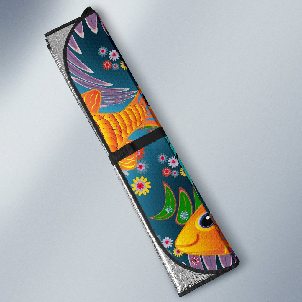 Goldfish Flower Pattern Print Car Sun Shade-grizzshop