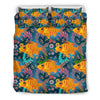 Goldfish Flower Pattern Print Duvet Cover Bedding Set-grizzshop