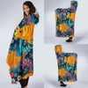 Goldfish Flower Pattern Print Hooded Blanket-grizzshop