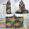 Goldfish Flower Pattern Print Hooded Blanket-grizzshop