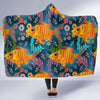 Goldfish Flower Pattern Print Hooded Blanket-grizzshop