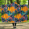 Goldfish Flower Pattern Print Hooded Blanket-grizzshop