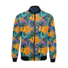 Goldfish Flower Pattern Print Men's Bomber Jacket-grizzshop