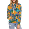 Goldfish Flower Pattern Print Women Pullover Hoodie-grizzshop