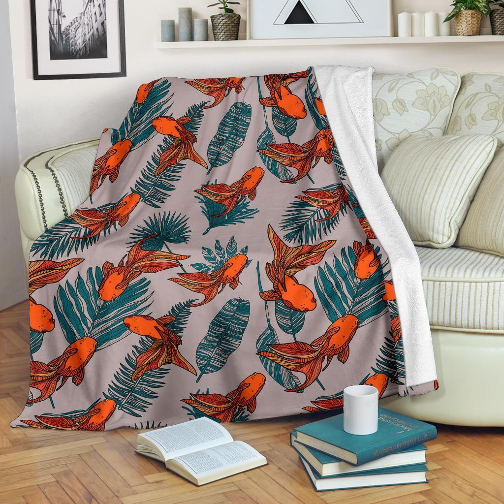 Goldfish Leaf Pattern Print Blanket-grizzshop