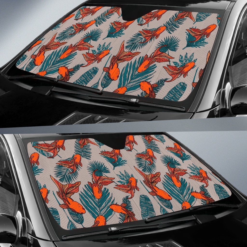 Goldfish Leaf Pattern Print Car Sun Shade-grizzshop