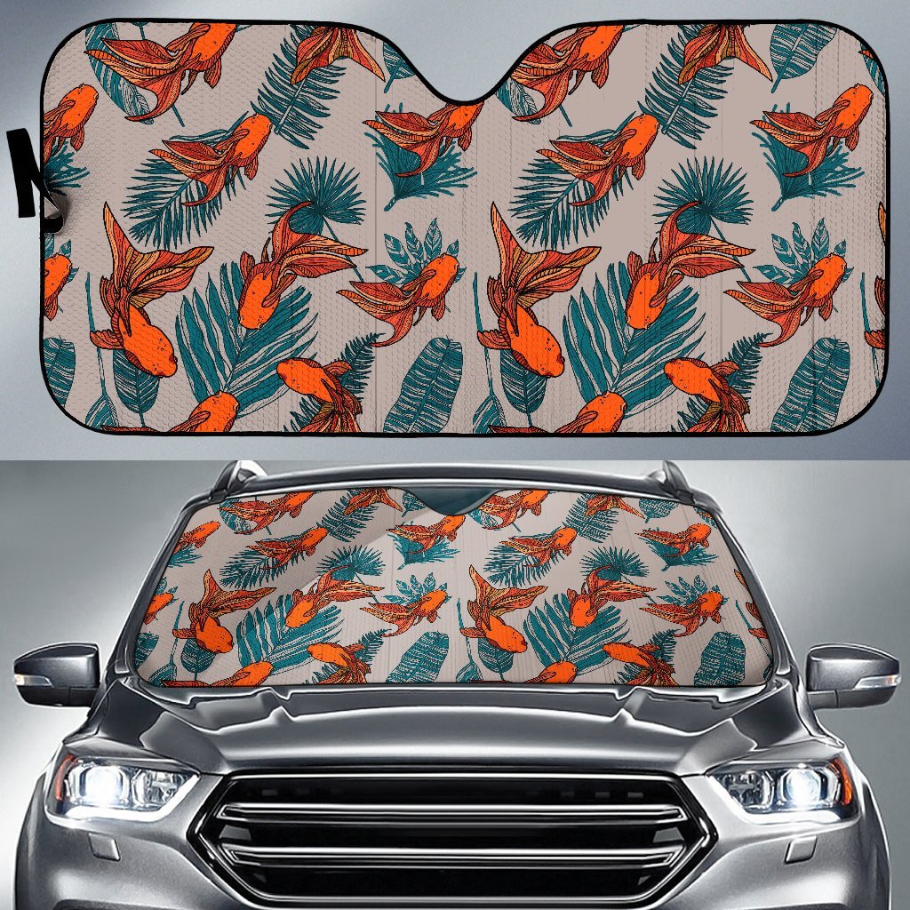 Goldfish Leaf Pattern Print Car Sun Shade-grizzshop
