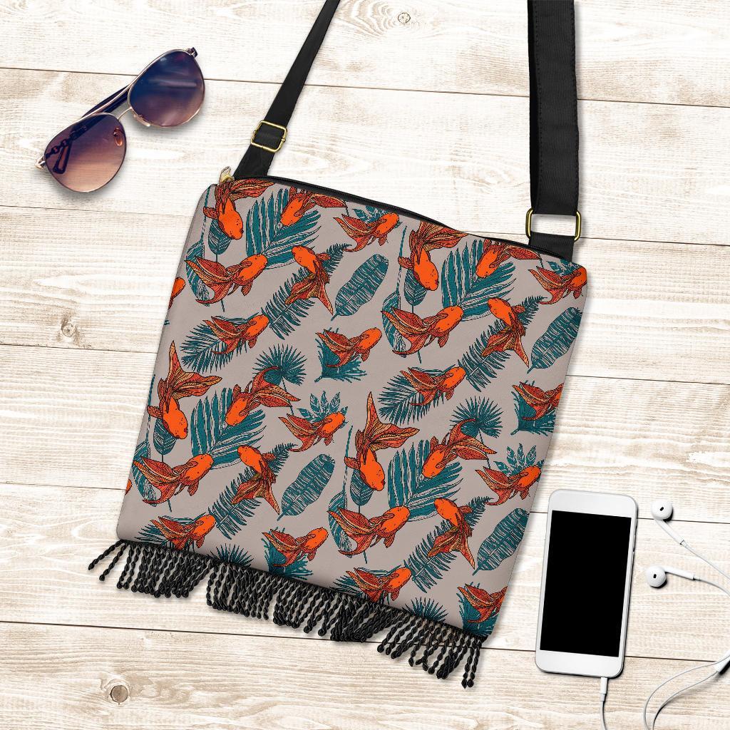 Goldfish Leaf Pattern Print Crossbody Bags-grizzshop