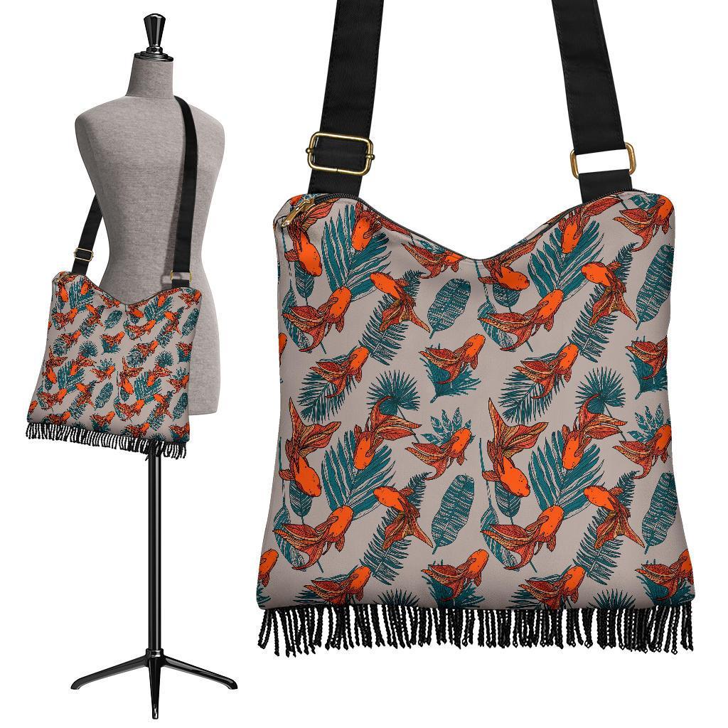 Goldfish Leaf Pattern Print Crossbody Bags-grizzshop