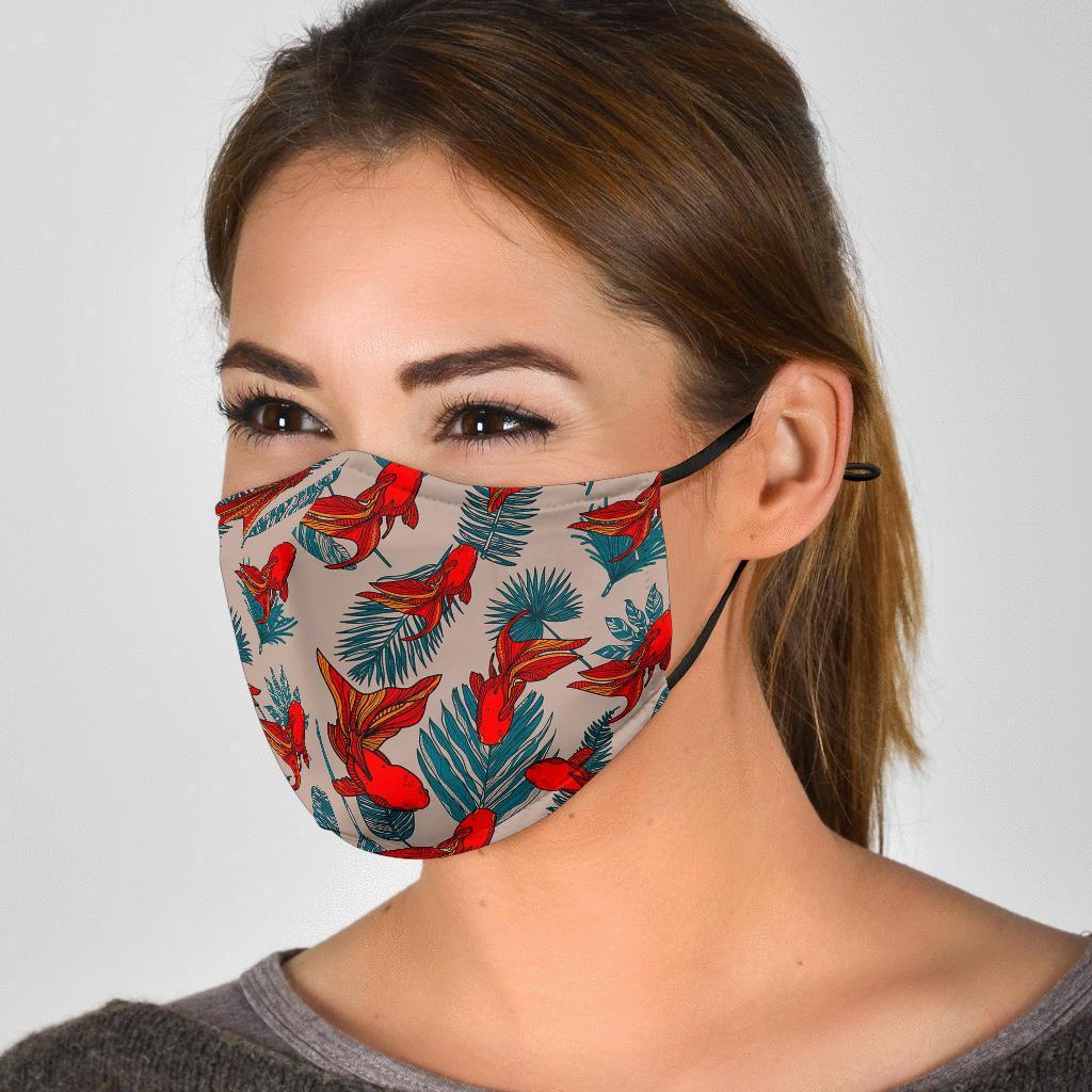 Goldfish Leaf Pattern Print Face Mask-grizzshop