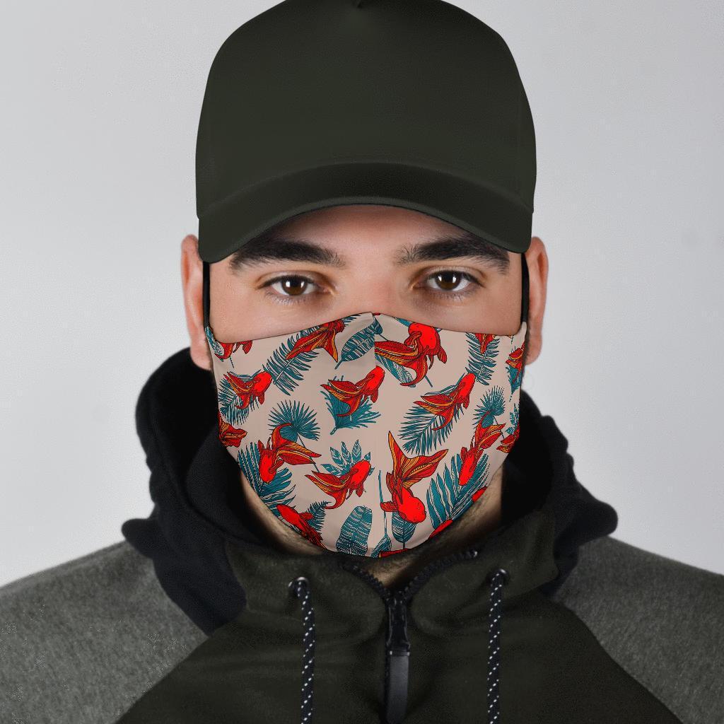 Goldfish Leaf Pattern Print Face Mask-grizzshop