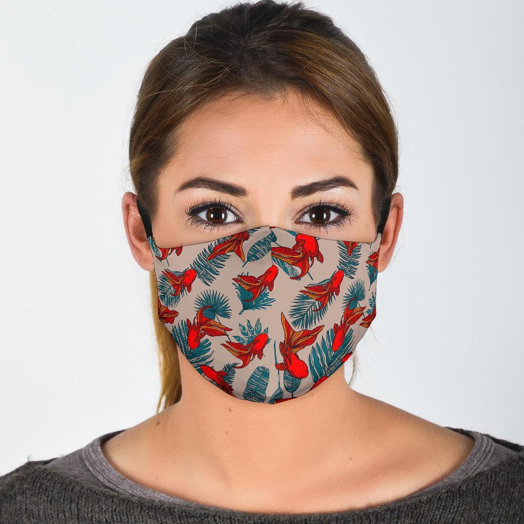 Goldfish Leaf Pattern Print Face Mask-grizzshop