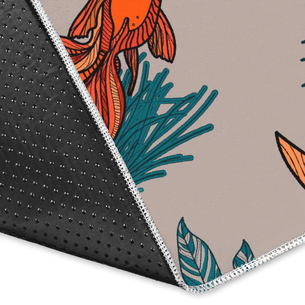 Goldfish Leaf Pattern Print Floor Mat-grizzshop