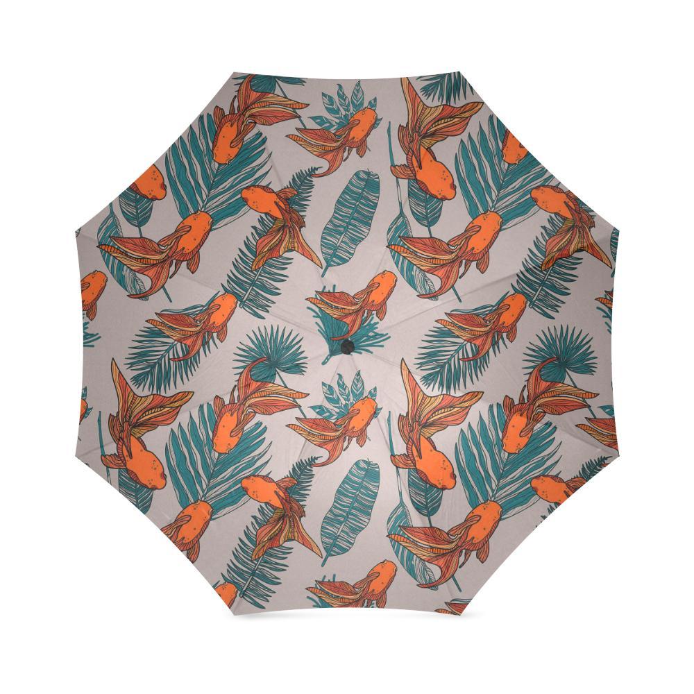 Goldfish Leaf Pattern Print Foldable Umbrella-grizzshop