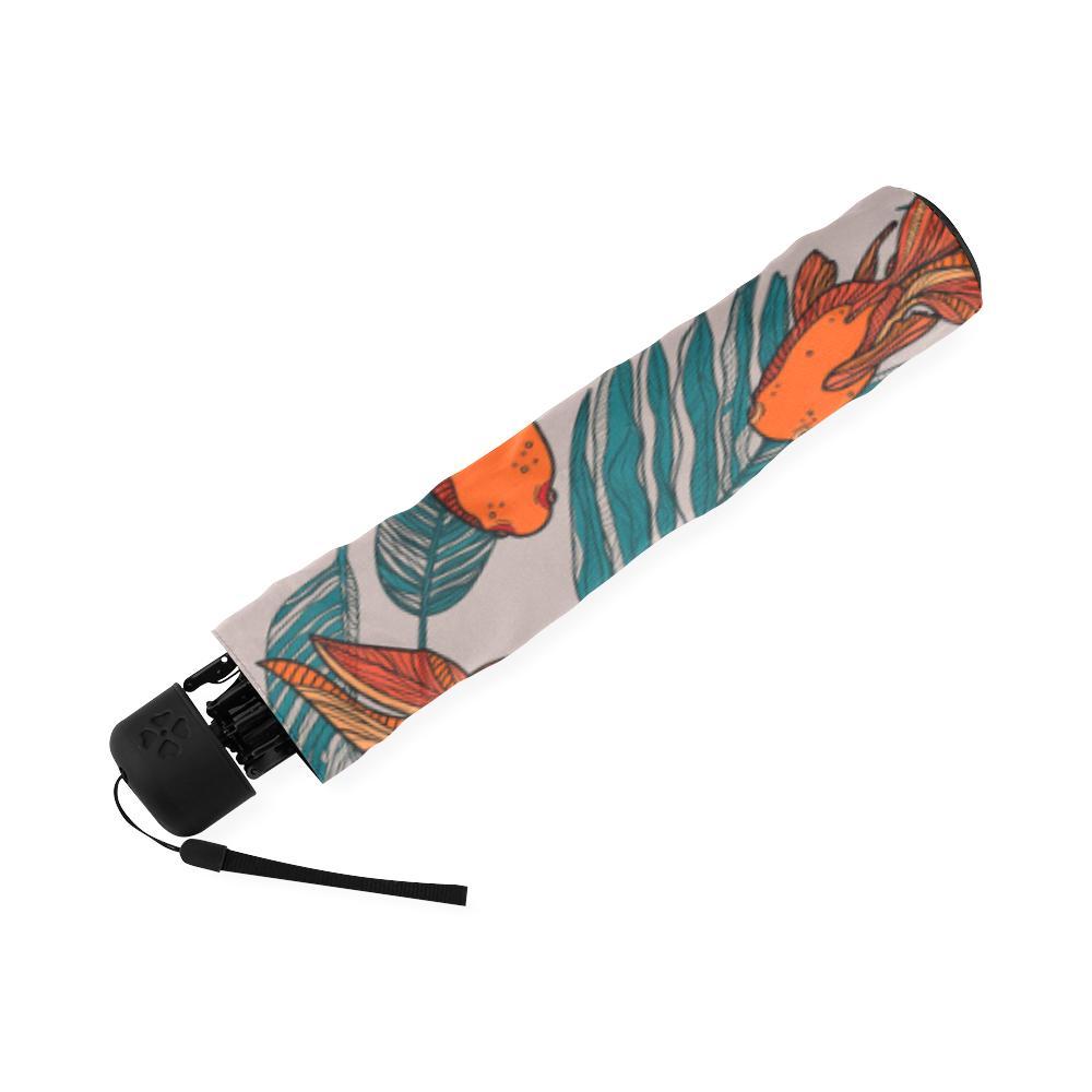 Goldfish Leaf Pattern Print Foldable Umbrella-grizzshop